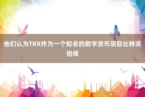 他们认为TRX作为一个知名的数字货币项目比特派担保