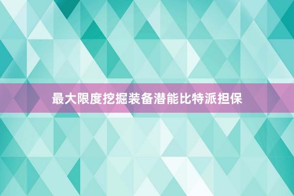 最大限度挖掘装备潜能比特派担保