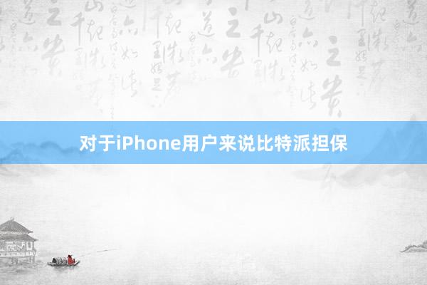 对于iPhone用户来说比特派担保