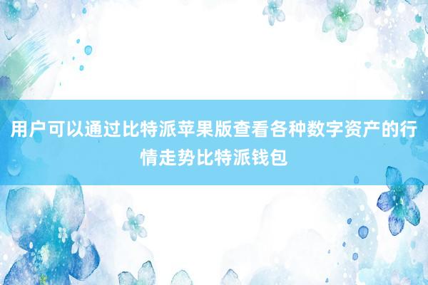 用户可以通过比特派苹果版查看各种数字资产的行情走势比特派钱包