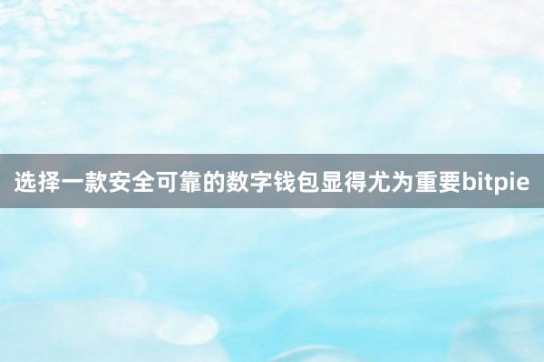 选择一款安全可靠的数字钱包显得尤为重要bitpie